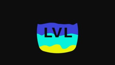 Yellow Level game icon isolated on black background. 4K Video motion graphic animation.