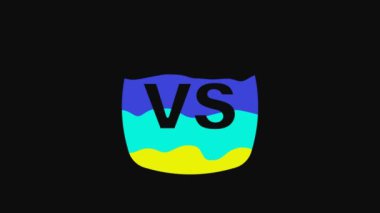 Yellow VS Versus battle icon isolated on black background. Competition vs match game, martial battle vs sport. 4K Video motion graphic animation.