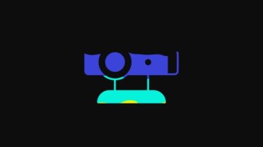 Yellow Web camera icon isolated on black background. Chat camera. Webcam icon. 4K Video motion graphic animation.