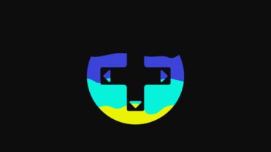 Yellow Game controller or joystick for game console icon isolated on black background. 4K Video motion graphic animation.