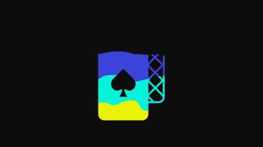 Yellow Playing cards icon isolated on black background. Casino gambling. 4K Video motion graphic animation.