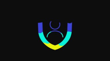 Yellow Life insurance with shield icon isolated on black background. Security, safety, protection, protect concept. 4K Video motion graphic animation.