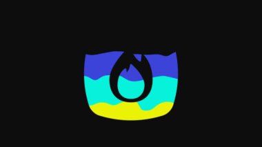 Yellow Fire flame icon isolated on black background. 4K Video motion graphic animation.