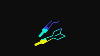 Yellow Dart arrow icon isolated on black background. 4K Video motion graphic animation.