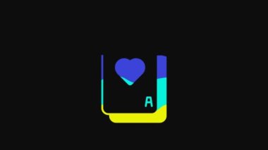 Yellow Playing cards icon isolated on black background. Casino gambling. 4K Video motion graphic animation.