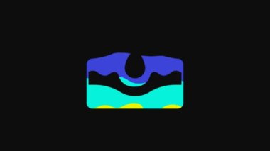 Yellow Acne icon isolated on black background. Inflamed pimple on the skin. The sebum in the clogged pore promotes the growth of a bacteria. 4K Video motion graphic animation.