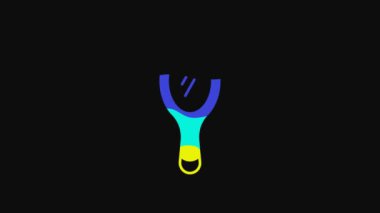 Yellow Hand mirror icon isolated on black background. 4K Video motion graphic animation.