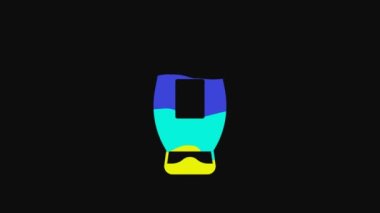 Yellow Bottle of shampoo icon isolated on black background. 4K Video motion graphic animation.