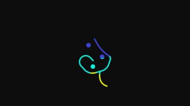 Yellow Acne icon isolated on black background. Inflamed pimple on the skin. The sebum in the clogged pore promotes the growth of a bacteria. 4K Video motion graphic animation.