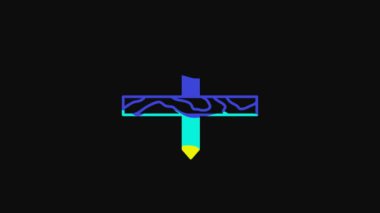 Yellow Metallic nail and wood plank icon isolated on black background. 4K Video motion graphic animation.