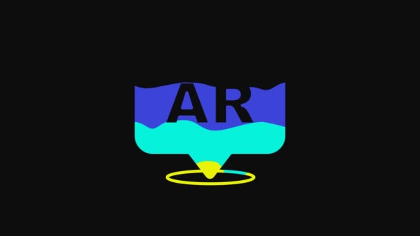 Yellow Augmented Reality Icon Isolated Black Background Virtual Futuristic Wearable — Video Stock