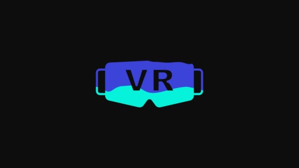 Yellow Virtual Reality Glasses Icon Isolated Black Background Stereoscopic Mask — Vídeo de stock