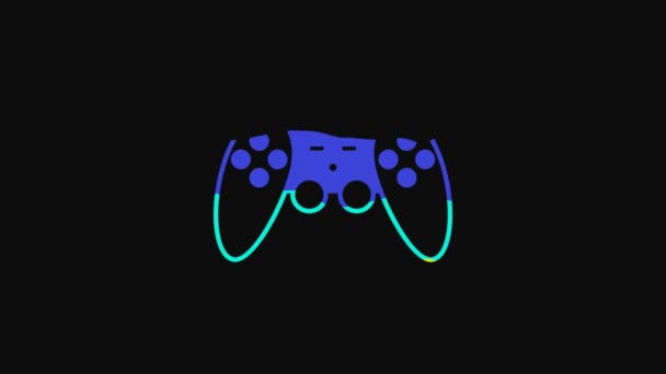 Yellow Gamepad Icon Isolated Black Background Game Controller Video Motion — Stock videók