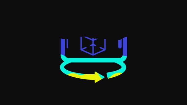 Yellow Modeling Icon Isolated Black Background Augmented Reality Virtual Reality — 图库视频影像