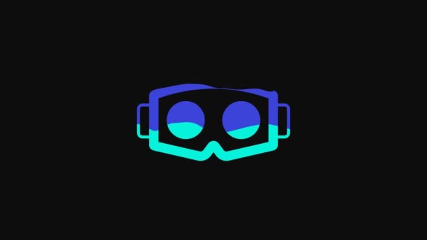 Yellow Virtual Reality Glasses Icon Isolated Black Background Stereoscopic Mask — Stock videók