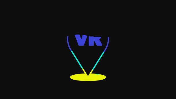 Yellow Virtual Reality Icon Isolated Black Background Futuristic Head Display — Stock video