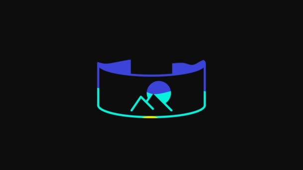 Yellow 360 Degree View Icon Isolated Black Background Virtual Reality — Wideo stockowe