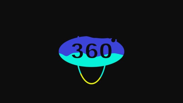 Yellow 360 Degree View Icon Isolated Black Background Virtual Reality — 비디오