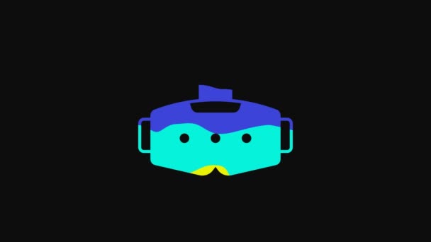 Yellow Virtual Reality Glasses Icon Isolated Black Background Stereoscopic Mask — Stock video