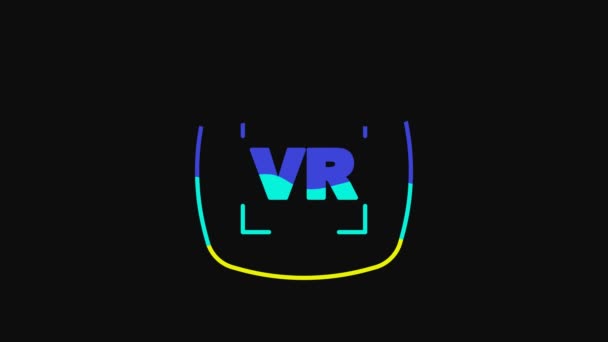 Yellow Virtual Reality Icon Isolated Black Background Futuristic Head Display — Video Stock