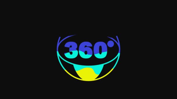 Yellow 360 Degree View Icon Isolated Black Background Virtual Reality — Video