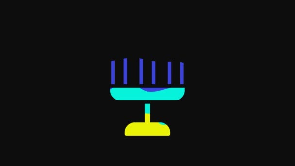 Yellow Candelabrum Three Candlesticks Icon Isolated Black Background Video Motion — Vídeo de Stock