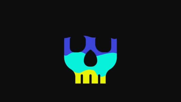 Yellow Skull Icon Isolated Black Background Happy Halloween Party Video — Wideo stockowe