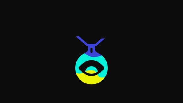 Yellow Medallion Chain Eye Icon Isolated Black Background Magic Amulet — Stockvideo