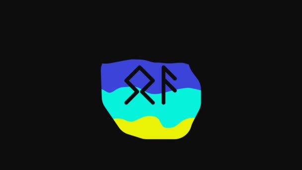 Yellow Magic Runes Icon Isolated Black Background Video Motion Graphic — Stockvideo