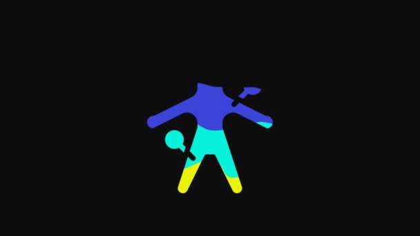 Yellow Voodoo Doll Icon Isolated Black Background Video Motion Graphic — Vídeos de Stock