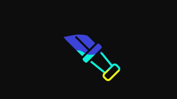 Yellow Dagger Icon Isolated Black Background Knife Icon Sword Sharp — Stockvideo