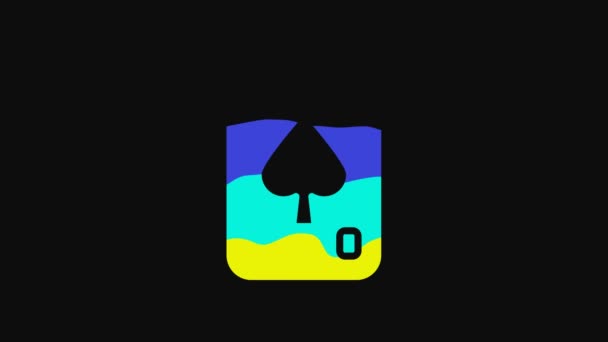 Yellow Playing Cards Icon Isolated Black Background Casino Gambling Video — Video