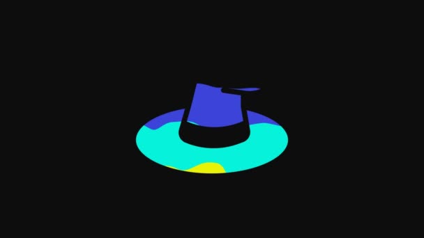 Yellow Witch Hat Icon Isolated Black Background Happy Halloween Party — Vídeo de Stock
