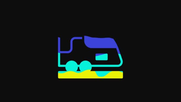 Yellow High Speed Train Icon Isolated Black Background Railroad Travel — Vídeos de Stock