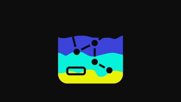 Yellow Railway Map Icon Isolated Black Background Video Motion Graphic — Vídeo de stock