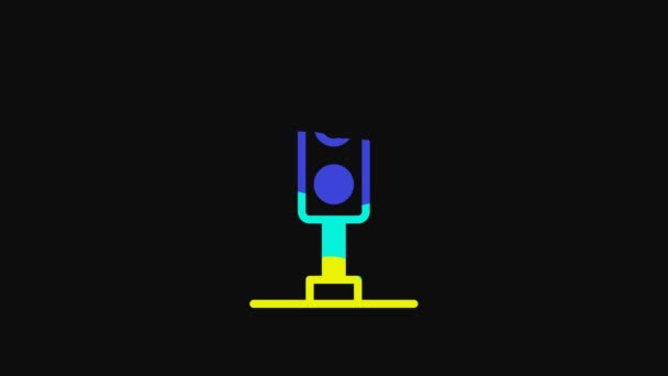 Yellow Train Traffic Light Icon Isolated Black Background Traffic Lights — Video