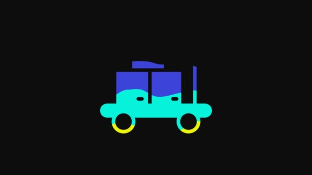 Yellow Trolley Suitcase Icon Isolated Black Background Traveling Baggage Sign — 비디오