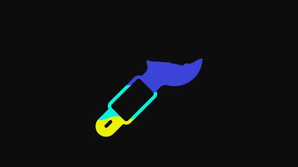 Gele Moersleutel Pictogram Geïsoleerd Zwarte Achtergrond Spanner Reparatie Tool Symbool — Stockvideo
