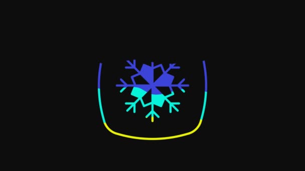 Yellow Snowflake Icon Isolated Black Background Merry Christmas Happy New — Stockvideo