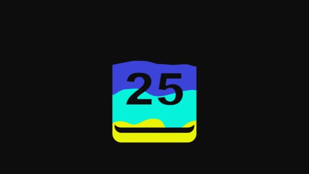 Yellow Christmas Day Calendar Icon Isolated Black Background Event Reminder — Wideo stockowe