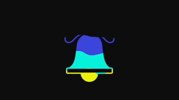 Yellow Merry Christmas Ringing Bell Icon Isolated Black Background Alarm — Vídeos de Stock