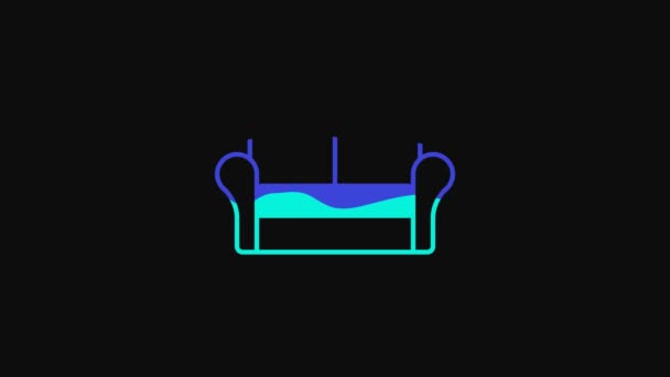 Yellow Sofa Icon Isolated Black Background Video Motion Graphic Animation — Stockvideo
