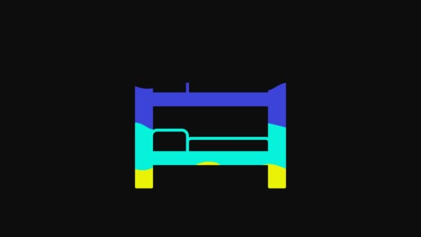 Yellow Bunk Bed Icon Isolated Black Background Video Motion Graphic — ストック動画