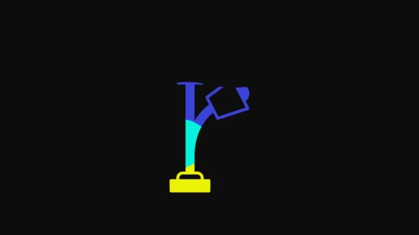 Yellow Floor Lamp Icon Isolated Black Background Video Motion Graphic — 图库视频影像