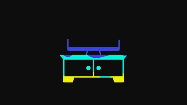 Yellow Table Stand Icon Isolated Black Background Video Motion Graphic — Stockvideo