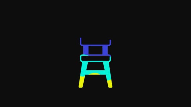 Ikona Żółtego Krzesła Odizolowana Czarnym Tle Animacja Graficzna Ruchu Wideo — Wideo stockowe