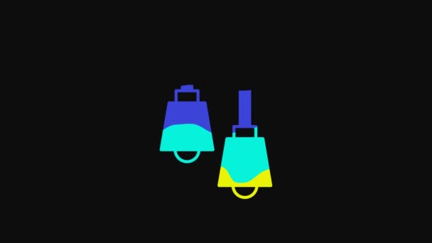 黄色灯笼悬挂图标隔离在黑色背景上 吊灯灯泡 4K视频运动图形动画 — 图库视频影像