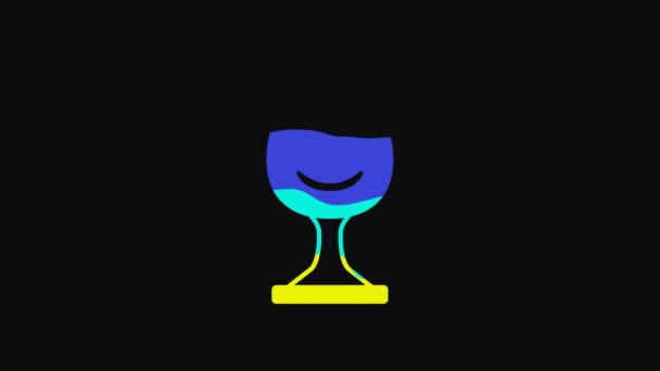 Yellow Armchair Icon Isolated Black Background Video Motion Graphic Animation — 图库视频影像