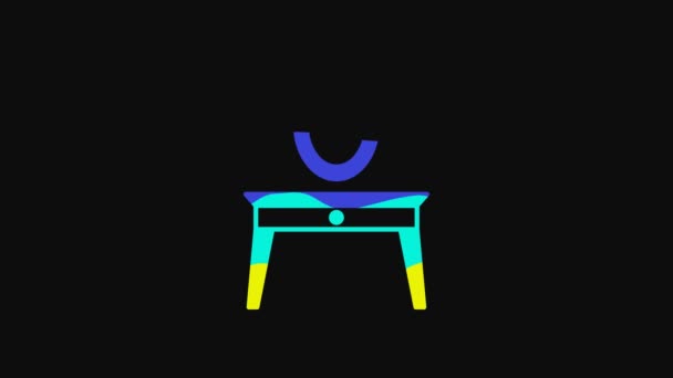 Yellow Dressing Table Icon Isolated Black Background Video Motion Graphic — Wideo stockowe