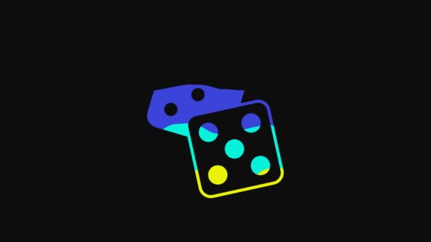 Yellow Game Dice Icon Isolated Black Background Casino Gambling Video — Stockvideo